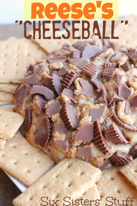 Reese's Peanut Butter Cheeseball / Six Sisters' Stuff | Six Sisters' Stuff Peanut Butter Cheese Ball, Six Sisters Stuff, Sweet Dips, Cheese Ball Recipes, Butter Cheese, Dessert Dips, Cake Bars, Reeses Peanut Butter, German Chocolate