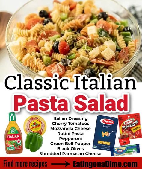 Italian Dressing Noodles, Pasta Salad Traditional, Ina Garten, Pasta Salad Recipes Southern, Best Pasta Salad Recipes For Party, Classic Italian Pasta Salad Recipes, Easy Classic Pasta Salad, Regular Pasta Salad, Super Easy Pasta Salad