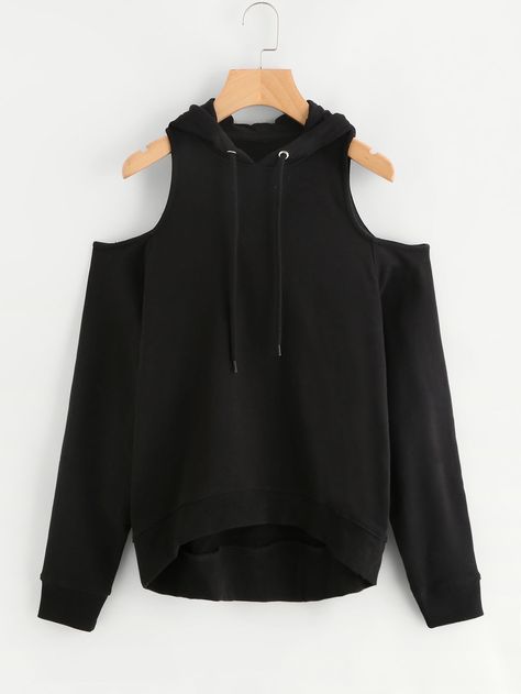 Shop Dip Hem Open Shoulder Hoodie online. SheIn offers Dip Hem Open Shoulder Hoodie & more to fit your fashionable needs. Shoulder Tops, Crop Top Outfits, Girls Fashion Clothes, Stylish Fashion, Teen Fashion Outfits, Dream Clothes, Kawaii Fashion, Petticoat, Lany