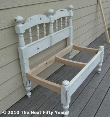 The Next Fifty Years: Headboard to Bench Makeover Headboard To Bench, Bench Makeover, Headboard Benches, Head Boards, Headboard Bench, Custom Benches, Furniture Outdoor, Headboard And Footboard, Redo Furniture