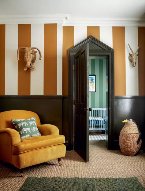 Palette House, Fox Bedroom, Mini Cafe, London Houses, Paint And Paper Library, Striped Walls, Interiors Inspiration, Lines Wallpaper, House Rabbit