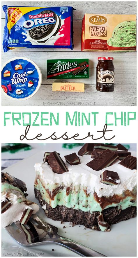 Ice Cream Mint Chocolate Chip, Andes Mint Ice Cream Cake, Mint Ice Cream Pie, Oreo Mint Ice Cream Dessert, Chocolate Mint Ice Cream Cake, Mint Chocolate Chip Dessert Recipes, Mint Ice Cream Dessert, Mint Oreo Ice Cream, Mint Chocolate Chip Ice Cream Dessert