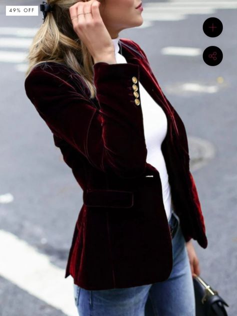 Red Velvet Blazer, Fitted Cardigan, Slim Fit Jackets, Velvet Blazer, Summer Chic, Bohemian Clothes, Unique Designers, Mendoza, Stay Cool