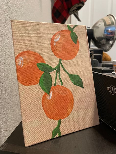 This item is an acrylic painting of oranges on canvas. These are hand painted and could vary slightly piece by piece. Bright Easy Paintings, Inspo For Painting Easy, Simple Beginner Painting, 2 Color Painting Ideas, Paint Your Own Wall Art, Paint Ideas Small Canvas, Easy Small Acrylic Painting Ideas, Oranges Painting Acrylic, Diy Painting For Bedroom