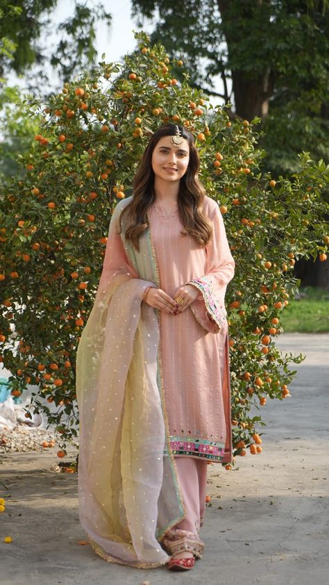 Punjabi Suits Nimrat Khaira, Girlish Punjabi Suits Designs, Girlish Suits Designs Party Wear, Pakistani Suit Embroidery Design, Aesthetic Punjabi Suits, Wedding Suit Women Punjabi, Peach Suit Indian, Pakastin Suit Design, Nimrat Khaira Suits Latest