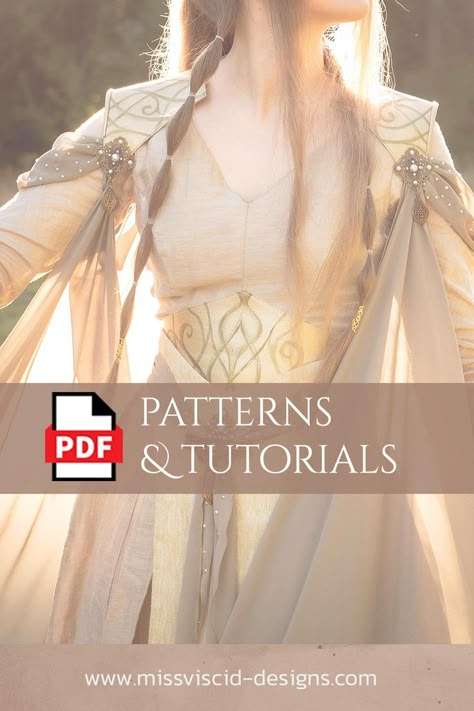 Fantasy Sewing Patterns, Fantasy Sewing, Layered Dress Pattern, Needles Clothing, Sewing Machine Beginner, Historical Clothing Patterns, Elven Costume, Foam Costume, Fantasy Clothes