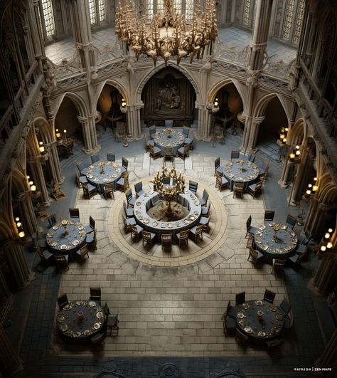 Medieval Fantasy Banquet Hall, Medieval Great Hall, Fortress Interior, Fantasy Rooms, Castle Aesthetic, Castles Interior, Rpg Map, Guild Wars, Iron Throne