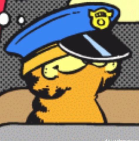 Garfield with a police hat Fox, Police Hat, My Uncle, Take Notes, Whiteboard, Real Time