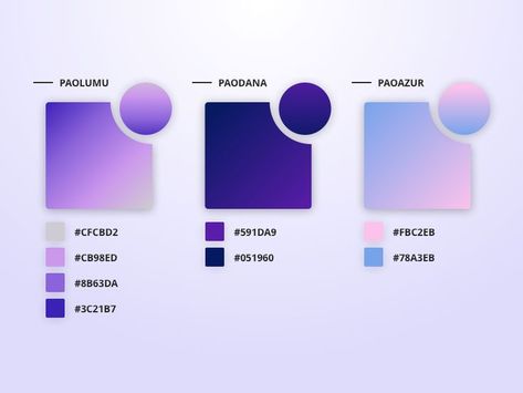 Color Purple Palette, Purple Gradient Color Palette, Gradient Design Graphics, Color Gradient Palette, Gradient Color Palette, Gradient Palette, Blue Purple Gradient, Desain Ux, Flat Color Palette