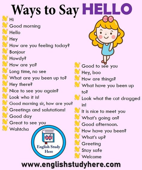 32 Ways to Say HELLO in English - English Study Here Ways To Say Hello, Saying Hello, English Learning Spoken, Conversational English, English Vocab, Learn English Grammar, Good Vocabulary Words, Good Vocabulary, English Language Teaching