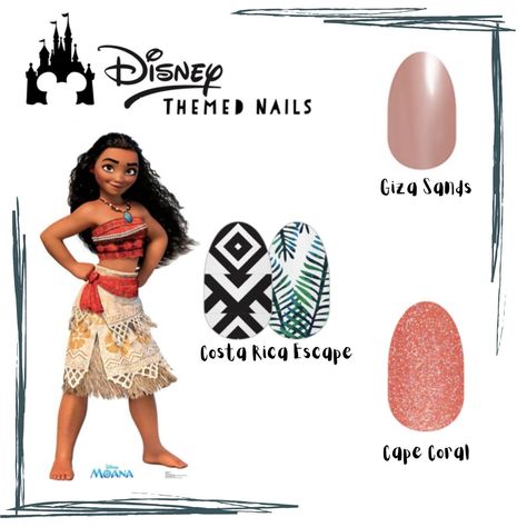 Moana Nail Art, Color Street Nails Ideas, Disney Themed Nails, Disney Princess Theme, Themed Nails, Disney Princess Colors, Princess Theme, Princess Coloring, Street Nails