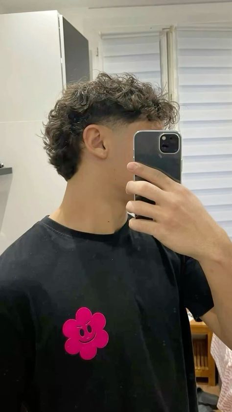 Low Taper For Curly Hair, Spanish Haircuts Men, Mullet Taper Curly, Men’s Curly Taper Fade, Fringe Curly Hairstyles, Men��’s Tattoo Back, Curly Hair Men’s Haircut, Men’s Burst Fade Mullet, Short Curly Modern Mullet