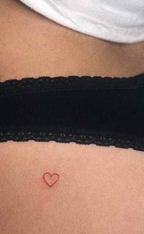 Small Rose Tattoo On Hip, Red Heart Tattoo On Hip, Red Heart Tattoo, Small Heart Tattoo, Little Heart Tattoos, Heart Tat, Love Heart Tattoo, Simple Heart Tattoos, Bum Tattoo