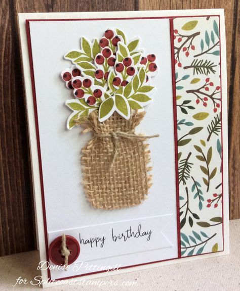 Cards With Burlap, Burlap Cards Handmade, Friend Birthday Card Ideas, Scrapbook Birthday Cards, Scrapbooking Original, Burlap Card, Happy Birthday Cards Handmade, Birthday Friend, Happy Birthday Friend