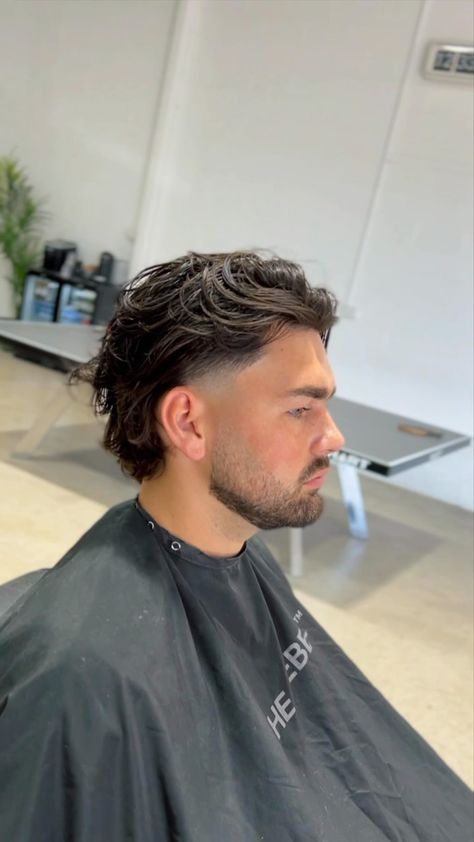 Men’s Haircut Modern Mullet, Mens Medium Length Mullet, Modern Guy Haircut, Haircuts For Long Hair Men Undercut, Men’s Long Hairstyles Slick Back, Modern Mullet With Beard, Cows Lick Hairstyles, Man Haircut Mullet, Flow Mullet Hairstyle Men