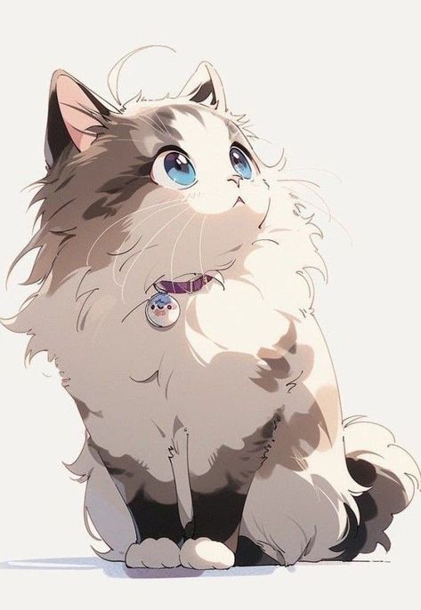 Kawaii Cat Drawing, Cute Cat Drawing, Cute Kawaii Animals, Cute Animal Drawings Kawaii, 캐릭터 드로잉, Cute Animals Images, Anime Animals, Poster Ideas, Random Art