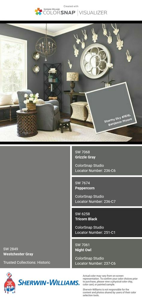 Grey House Paint Interior, Dark Gray Black Paint Colors, Gray House Paint Interiors, Rich Gray Paint Color, Charcoal Interior Paint, Grey Painted Walls Living Room, Man Office Paint Colors, Dark Grey Benjamin Moore Paint, Deep Grey Paint