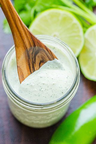 Jalapeño Ranch Recipe | Natasha's Kitchen | Bloglovin’ Mayo Ranch Dressing, Creamy Avocado Ranch Dressing, Poblano Cream Sauce, Gluten Free Dressing, Ranch Dressing Dip, Avocado Mayo, Avocado Ranch Dressing, Goat Cheese Dip, Buttermilk Dressing