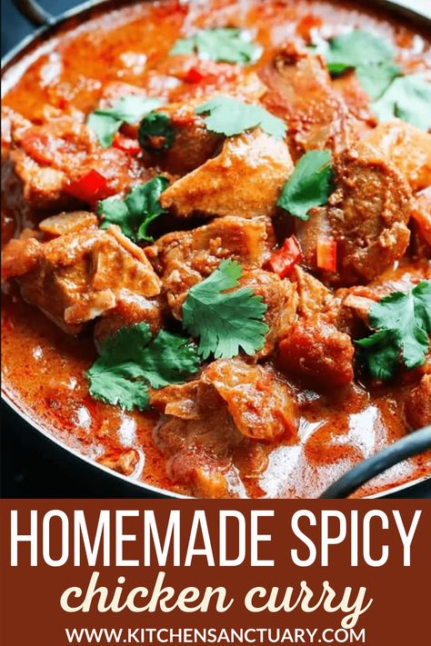 SLOW-COOKED SPICY CHICKEN CURRY. A simple made-from-scratch curry, slow cooked to intensify the heat and flavour. #Recipe #Chicken #Curry #SlowCooker #Crockpot #spicycurry #chickencurry Chicken Curry Crockpot, Slow Cooker Curry Recipes, Chicken Breast Curry, Chicken Breast Slow Cooker, Slow Cooker Curry, Braised Chicken Breast, Slow Cooker Chicken Curry, Chicken Cooker, Spicy Chicken Recipes