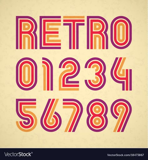 Retro Numbers Font, Retro Number Font, 1950 Typography, 50s Typography, 60s Fonts, 1980s Font, Retro Numbers, 70s Lettering, 70s Typography