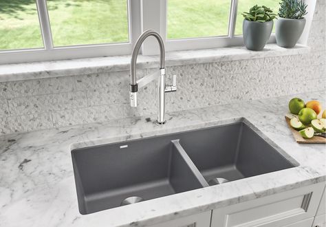 Grey Kitchen Sink, Silgranit Kitchen Sink, Double Bowl Undermount Kitchen Sink, Blanco Sinks, Granite Composite Kitchen Sink, Silgranit Sink, Single Hole Kitchen Faucet, Granite Composite Sinks, Double Kitchen Sink