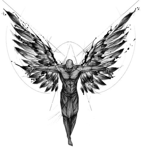 Angel Back Tattoo, Simple Tattoos For Guys, Greek Mythology Tattoos, Back Tattoos For Guys, Mythology Tattoos, Sketch Tattoo Design, Dark Art Tattoo, Tattoo Style Drawings, Small Tattoos For Guys