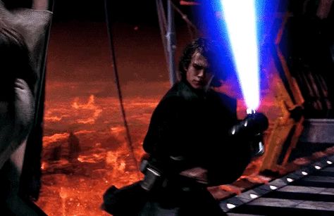 — Okay :3 Could I ask for some quick little hc’s on... Lightsaber Duel Aesthetic, Anakin Skywalker With Lightsaber, Anakin Skywalker Episode Iii, Star Wars Aesthetic Gif, Lightsaber Gif, Anakin Gif, General Skywalker, Lightsaber Anakin, Anakin Lightsaber