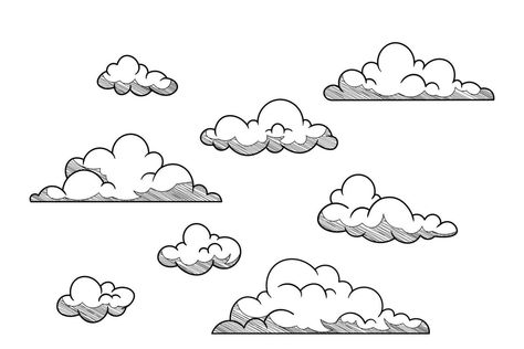 Clouds Doodle, Simple Cloud Drawing, Drawn Clouds, Cloud Line Art, Cloud Doodle, Cloud Sketch Simple, Doodle Clouds, Cloud Line Drawing, Clouds Outline