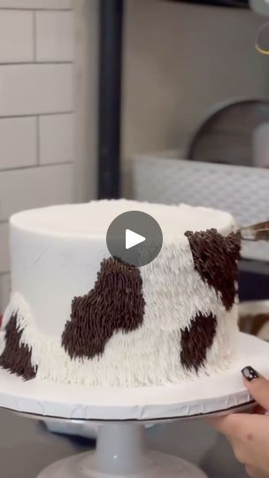 How To Make A Cow Print Cake, Buttercream Cow Print Cake, Long Horn Cow Cake, Cow Shag Cake, Fair Cake Decorating Ideas, Western Cake Designs, Diy Cow Print Cake, Western Theme Cake Ideas, Horse Sheet Cake