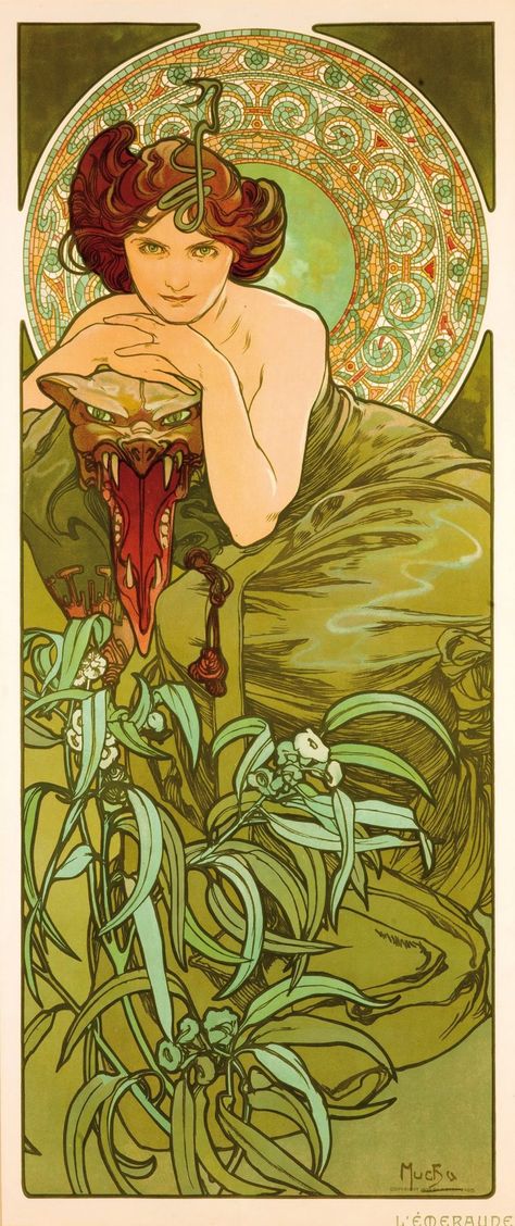 Alphonse Mucha: Art Nouveau / Nouvelle Femme – Poster House Art Nouveau Painting, Alfons Maria Mucha, Art Nouveau Mucha, Illustration Art Nouveau, Alphonse Mucha Art, Mucha Art, Alfons Mucha, Stained Glass Window Film, Art Nouveau Illustration