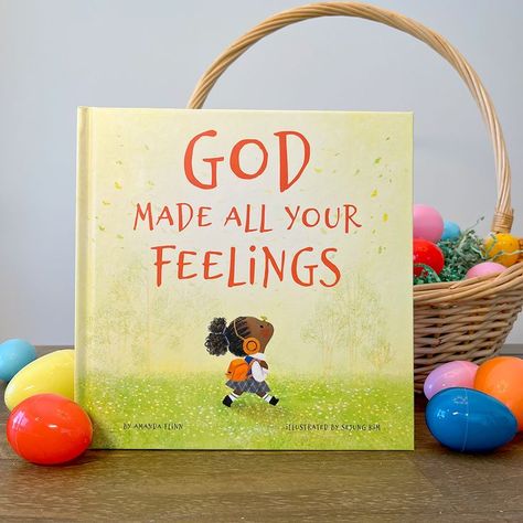 The picture book God Made All Your Feelings surrounded by easter eggs in a whicker basket and fake grass. Children Book Illustration Ideas, Montessori Tools, Christian Boutique, Christian Childrens Books, Family Bible Study, Childrens Books Activities, Christian Studies, Easter Books, Childrens Bible