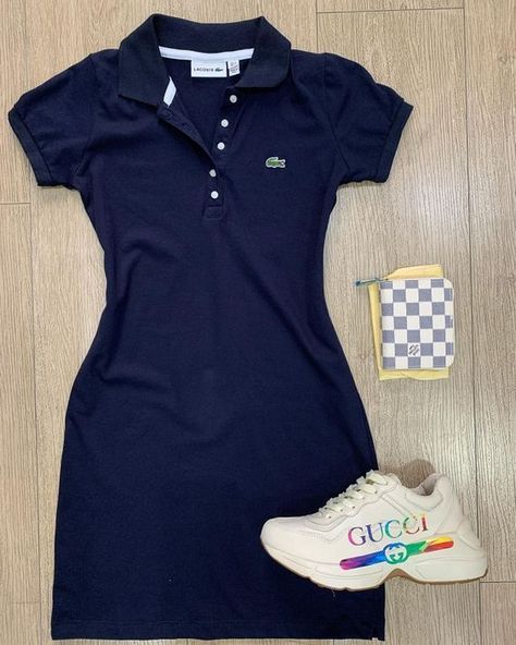 Polo Dress Outfit, Cozy Dress Outfit, Lacoste Dress, Chic Black Outfits, Cute Nike Outfits, Clueless Outfits, Fashion Top Outfits, Casual Day Outfits, Causual Outfits