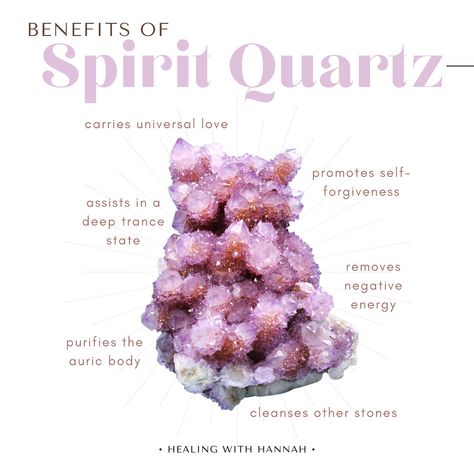 Spirit Quartz Crystal Meaning, Spirit Quartz Meaning, Aura Chakras, Best Healing Crystals, Quartz Meaning, Minerals Crystals Stones, Crystal Healing Chart, Quartz Properties, Bright Crystal