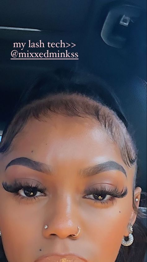 Lash Extensions With Glasses On, Lashes For Black Women, Lash Extensions Styles Black Women Cat Eye, Black Women Lash Extensions, Cat Eye Lash Extensions Black Women, Classic Cateye Extensions, Sultry Lash Extensions, Hybrid Lashes Black Women, Brown Lashes On Dark Skin