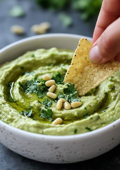 Chickpea Guacamole, Avocado Recipes Pasta, Avocado Hummus Recipe, Creamy Avocado Pasta, Avocado Hummus, Avocado Pasta, Game Snacks, Pita Chips, Ripe Avocado