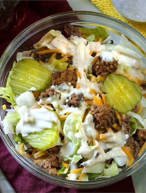 Hamburger Keto, Keto Big Mac Salad, Hamburger Salad, Keto Big Mac, Low Carb Fast Food, Salad Low Carb, Corp Perfect, Big Mac Salad, Keto Fast Food