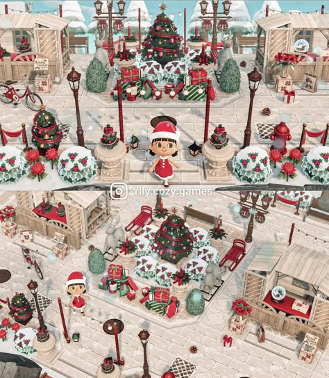 Preppy Animal Crossing, City Acnh, Acnh Christmas Code, Acnh Tips, Acnh Winter, Acnh Christmas, Light Cube, Animals Crossing, Acnh Design