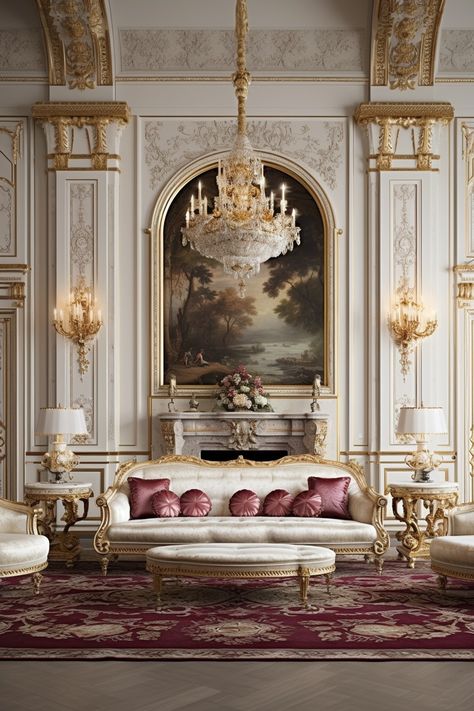 Living Room Decor | Living Room Decor Ideas Georgian Mansion Interior, French Palace Interior, Classical Living Room Design Luxury, Roman Living Room, Palace Living Room, Royal Interior Design, Royal Home Decor, Royal Living Room, French Style Interior Design