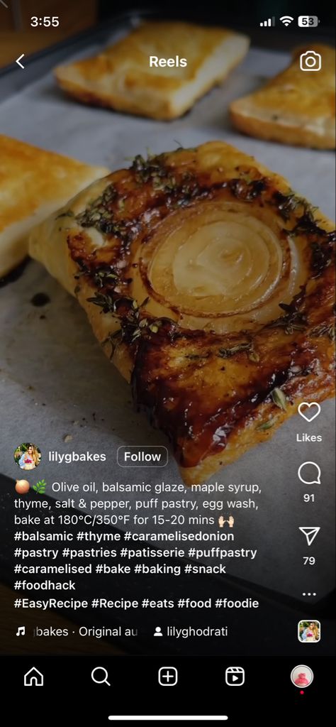 Onion Puff Pastry, Roasted Shallots, Balsamic Glaze, Egg Wash, Christmas 2023, Shallots, Puff Pastry, Upside Down, Thyme