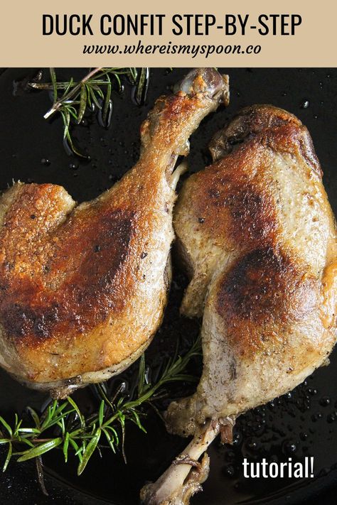 This confit de canard recipe, or duck confit, is a traditional French way of duck legs in duck fat. Follow our step-by-step instructions for perfectly tender and crispy confit duck legs. Confit Duck Leg Recipes, Duck Leg Recipes, Duck Confit Recipe, Meat Charcuterie, Confit Duck Leg, Confit Potatoes, Confit Duck, Confit Recipes, French Apple Cake