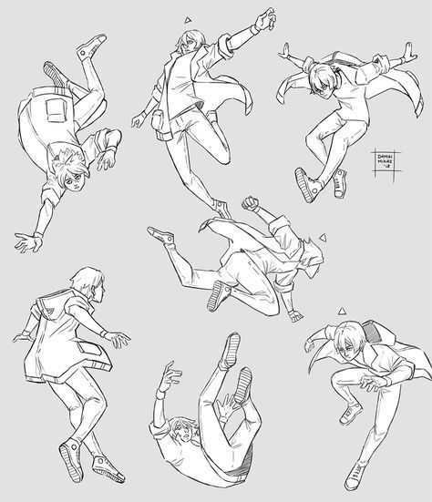 Male Floating Poses Drawing, People Falling Reference Poses, Flying Dynamic Poses, Someone Falling Backwards Reference, Male Flying Pose Drawing, Jumping In The Air Pose, Looking Up Pose Drawing, Jumping Reference Drawings, Mid Air Pose