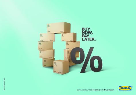 Buy Now Pay Later Creative Ads, Ikea Campaign, Banks Ads, Visual Reference, 광고 디자인, Creative Advertising Design, 0 Interest, Social Media Advertising Design, Summer Illustration