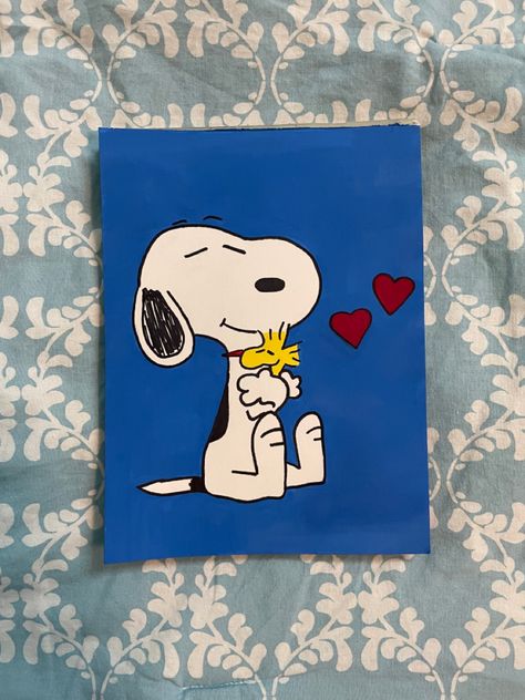 Snoopy Painting Ideas, Snoopy Canvas Painting, Canvas Painting Ideas Love, Snoopy Paintings On Canvas, Snoopy Painting, Minion Painting, Disney Canvas Paintings, Kids Canvas Art, Disney Canvas