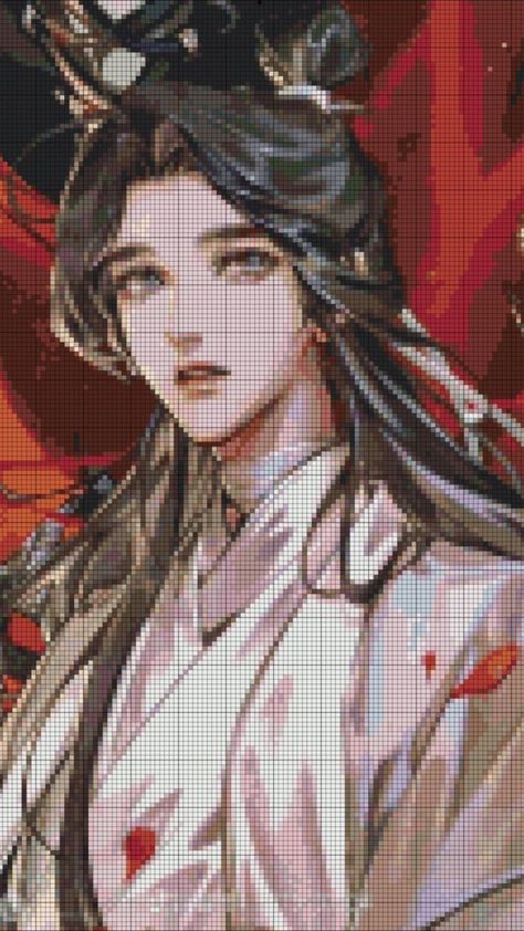 Mdzs Cross Stitch, Mdzs Pixel Art, Tgcf Pixel Art, Pixel Art Styles, Instruções Origami, Pixel Art Grid, Pix Art, Tapestry Crochet Patterns, Anime Pixel Art