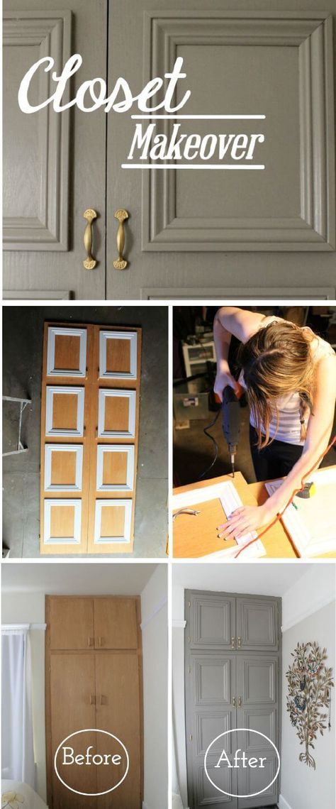 Deur Makeover, Diy Tables, Closet Door Makeover, Hemma Diy, Dekor Diy, Diy Casa, Door Molding, Closet Door, غرفة ملابس