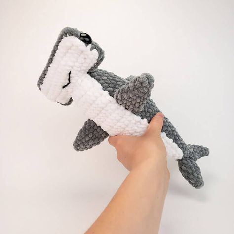 Hector the Hammerhead Shark Crocheted Ocean Animals, Sea Animal Amigurumi, Hammerhead Shark Amigurumi, Hammerhead Crochet Pattern, Crochet Shark Free Patterns, Sea Animal Crochet Pattern, Hammerhead Shark Amigurumi Free Pattern, Crochet Hammerhead Shark Pattern Free, Crochet Ocean Animals Free Pattern