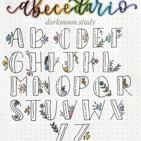 Bujo Hand Lettering, Journaling Fonts Alphabet, Different Lettering Styles Alphabet Easy, Different Fonts To Write In, Scrapbook Fonts Handwritten, Decorated Letters Drawing, Cute Fonts Handwriting Alphabet, Font Design Alphabet Style, Pretty Letters Alphabet