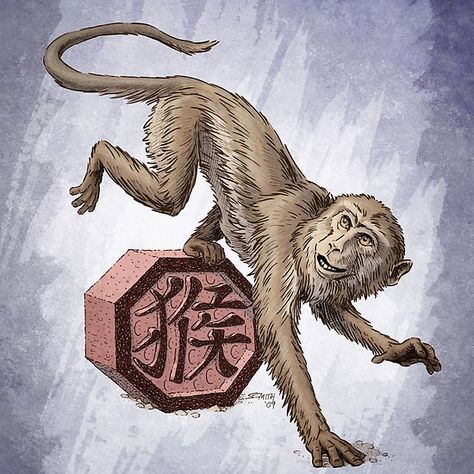 Year of the Monkey Chinese Monkey, Jackie Chan Adventures, Zodiac Years, Year Of The Monkey, Zodiac Calendar, Chinese Astrology, Monkey Art, Pet Monkey, Bristol Board