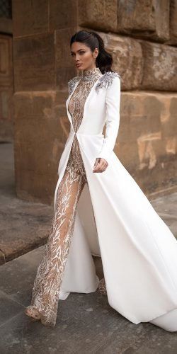 Trend 2020: 30 Wedding Pantsuit And Jumpsuit Ideas ★  wedding pantsuit ideas nude with cape long sleeves 2020 millanova Jumpsuit Ideas, Wedding Pantsuit, Wedding Dress Black, Bridal Suits, 파티 드레스, Bridal Jumpsuit, Wedding Jumpsuit, Love Inspiration, Dresses Simple