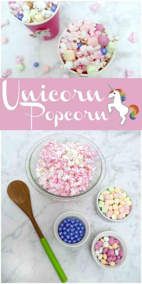 Unicorn Popcorn - Creative Ramblings Unicorn Popcorn, Unicorn Desserts, Unicorn Birthday Party Decorations, Unicorn Themed Birthday Party, Popcorn Recipe, Unicorn Foods, Popcorn Recipes, Birthday Party Food, Fun Treats